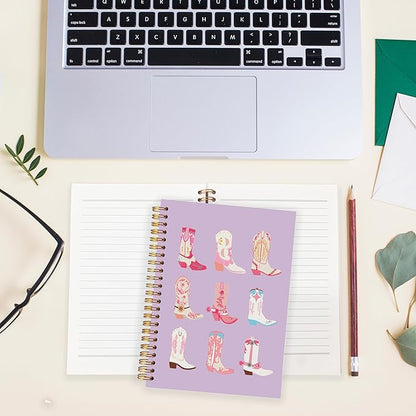 BearCake Cowgirl Boot Notebook, Cowgirl Stuff, Cowgirl Gifts, Western Office Supplies, Western Stuff for Women, Boho Western Notebook Journal 5.5x8.3 purple