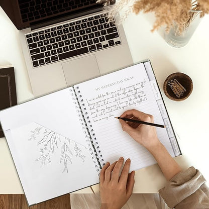 Beautiful Minimalistic Wedding Planner Book and Organizer - Enhance Excitement and Makes Your Countdown Planning Easy - Unique Engagement Gift for Newly Engaged Couples, Future Brides and Grooms
