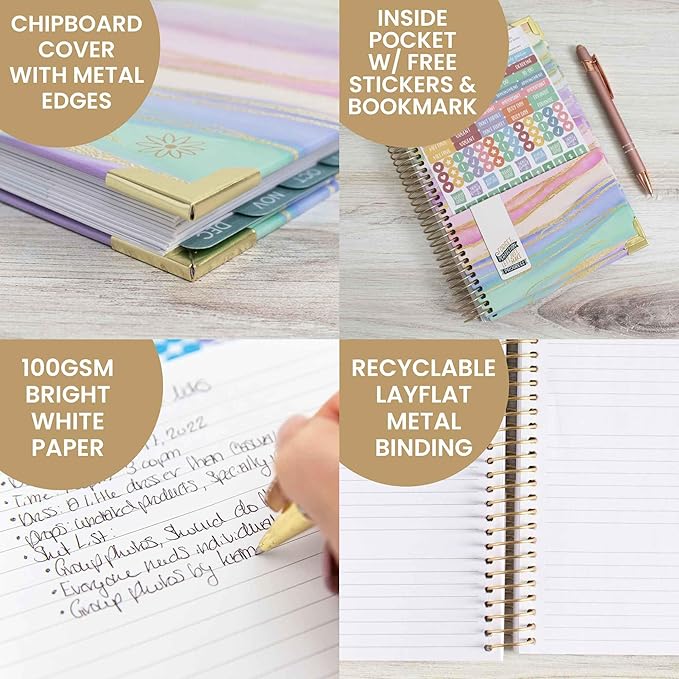 bloom daily planners 2025 Planner HARDCOVER Calendar Year Day Planner (January 2025 - December 2025) - Task & Goal Organizer - Monthly & Weekly Inspirational Agenda Book - 5.5" x 8.25" - Watercolor Waves