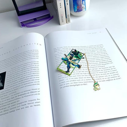 Genshin Impact Kinich Metal Bookmark - Anime Figure Merch with 3D Display Box - Birthday Gifts for Fans Friends Gamer Book Lovers - Zllada