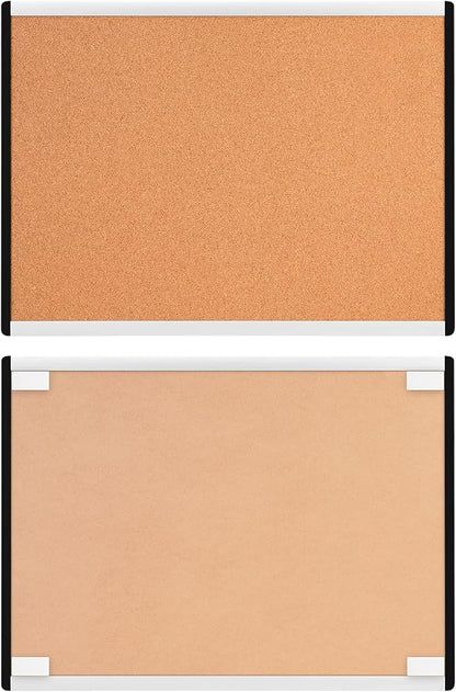 Amazon Basics Rectangular Cork Board with Aluminum/Plastic Frame and Mounting Tabs, 23" x 17", Brown