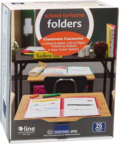 C-Line Classroom Connector School-to-Home Folders, Blue, 25 per Box (32005)