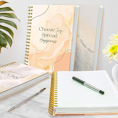 Spiral Journal Notebook - 10.25" x 7.25" Large 100 GSM Paper, 300 Pages. Spiral Notebook Journal for Women - Premium Quality Spiral-Bound Journaling Notebooks. - Choose Joy (Marble)