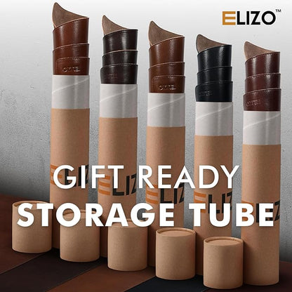 Elizo Leather Desk Mat Desk Pad Blotter Set - Real Full-Grain Leather (32x16) 2-Layer Genuine Desk Cover Protector & Large Mouse Pad | Computer Keyboard Desk Accessories for Office & Home Bourbon