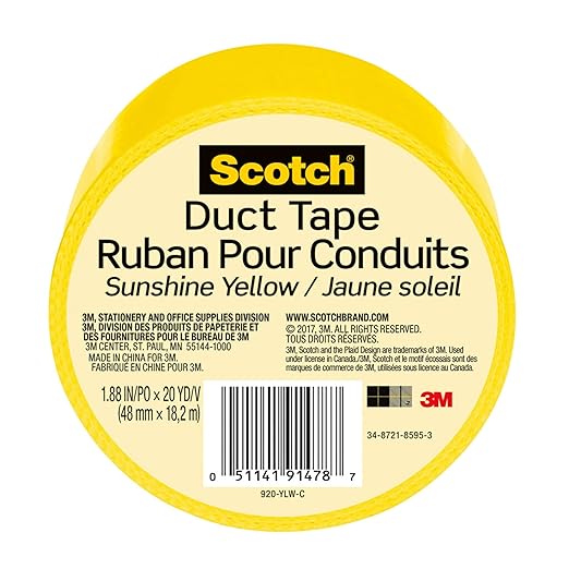 Scotch Duct Tape, Sunshine Yellow, 1.88 in. x 20 yd., 6-Pack