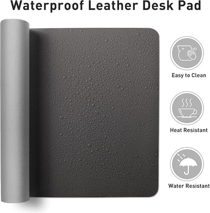 Aothia Leather Desk Pad Protector, Mouse Pad, Office Desk Mat, Non-Slip PU Leather Desk Blotter, Laptop Desk Pad, Waterproof Desk Writing Pad for Office and Home (48"x17", Gray)
