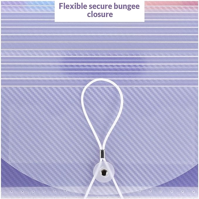 SKYDUE Accordion File Organizer, 12 Pockets File Folders, Letter Size Expanding File Folder with Colored Tabs and Expandable Cover (Transparent)