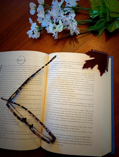 Bookmark-4 -Corner Leather Bookmarks- Leather Bookmark-Maple Leaf-Bookmarks- Reader Gifts- Book Lover Gifts- Book Club Gifts- Book Accessories for Reading Lovers-Cute Bookmarks