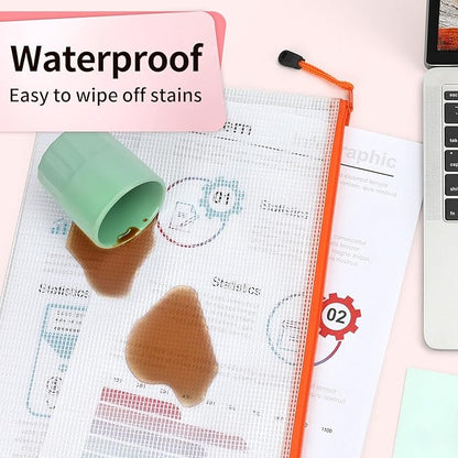 Umriox Mesh Zipper Pouch Puzzle Bags, 13.0x9.0 in (12 Colors, 12 Packs), Letter Size A4 Size Zipper Bags for Office Supplies Travel Accessories