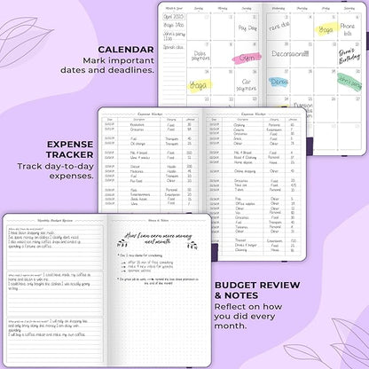 GoGirl Budget Planner – Monthly Financial Planner Organizer Budget Book. Expense Tracker Notebook Journal to Control Money, A5 (Purple)