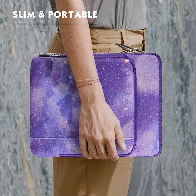MoKo Laptop Sleeve Bag for 13.3-14 Inch, Notebook Carrying Case with Pocket Fits New MacBook Pro M3/M2 14" /13" M2/M1 Pro/M1 Max 14.2 2023-2021/Air 13.6" M2 2022, Surface Pro 9/8 13",Purple Starry Sky