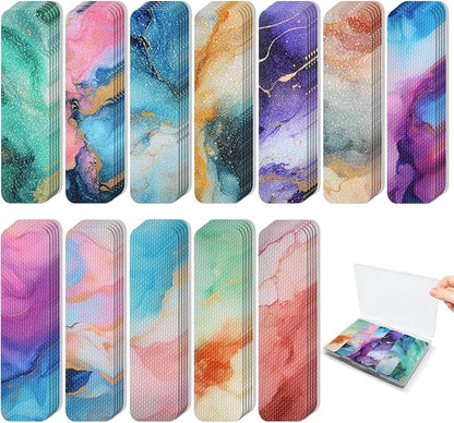 72 Pieces Anxiety Sensory Stickers with Storage Box - Calming Stickers 2 Textured Surface - Fidget Strips for Office & Classroom Desk Adult & Teen Stress (Marble)