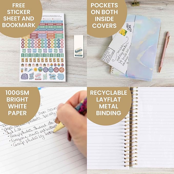 bloom daily planners 2025 Calendar Year Day Planner (January 2025 - December 2025) - 5.5” x 8.25” - Weekly/Monthly Agenda Organizer Book with Stickers & Bookmark - Iridescent Opal