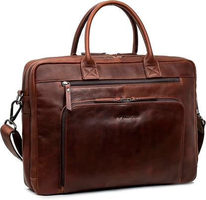 Marc Peter Hamilton Real Leather Business Bag for Men and Women | 15.6 inch Laptop Bag | Shoulder Bag for Men