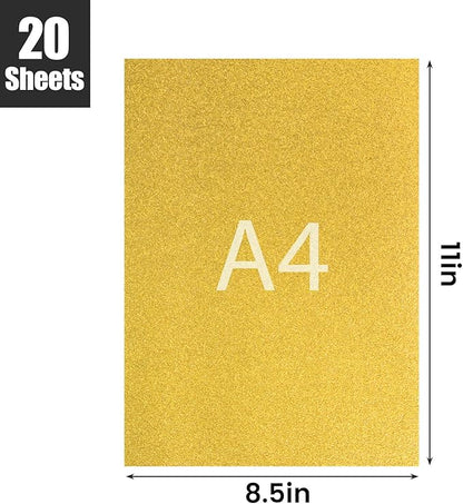 BigOtters 20 Sheets Glitter Cardstock, 10 Colors Premium Glitter Paper for Crafts, 8.5 x 11 Inches, 250GSM