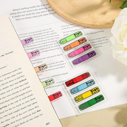 600pcs Stickers(6 Pack) Sign Here Labels, Sign Here Flags Sticky Notes Initial Here Stickers with Dispenser Arrow Labels Easy to Post for Office School Notary Books(Colorful)