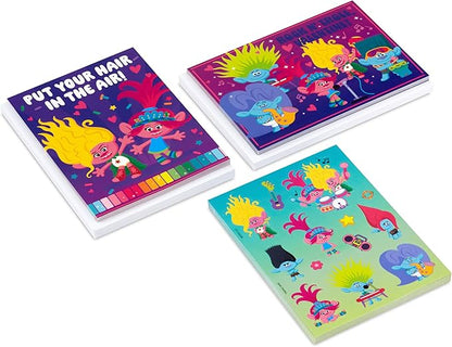 Hallmark Trolls Valentine's Day Cards Assortment for Kids (24 Valentine Cards, 24 Sticker Sheets and Envelopes)