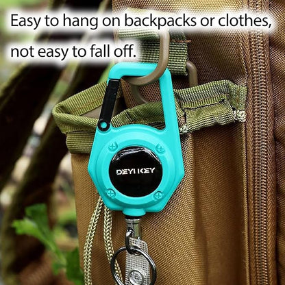 Retractable Keychain Heavy Duty, Multitool Carabiner Badge Holder, Retractable Keychain Clip Id Holder, Tactical ID Badge Reel with 29.5" Steel Retractable Cord, Blue