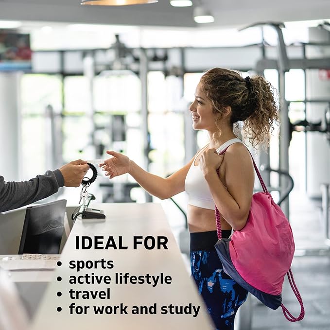 100PCS Keychain Wristlet Wrist Keychain Wristband Elastic Stretchable Spiral Bracelet Key Hook Key Holder for Gym Pool Spring Spiral Coil Black