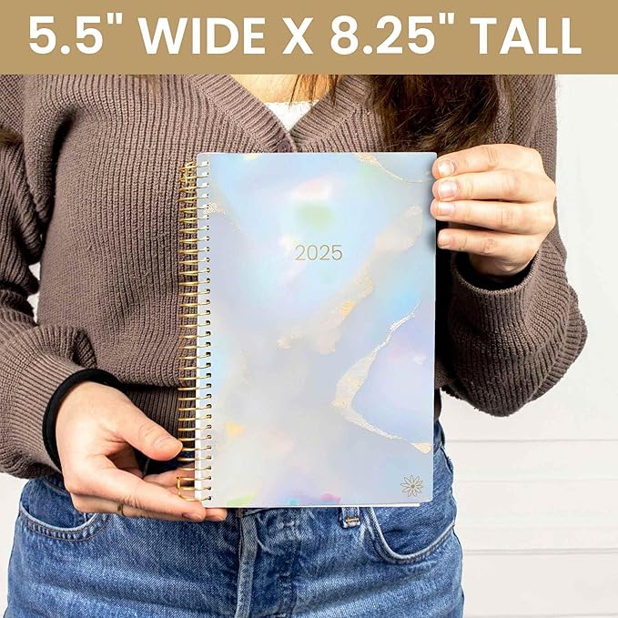 bloom daily planners 2025 Calendar Year Day Planner (January 2025 - December 2025) - 5.5” x 8.25” - Weekly/Monthly Agenda Organizer Book with Stickers & Bookmark - Iridescent Opal