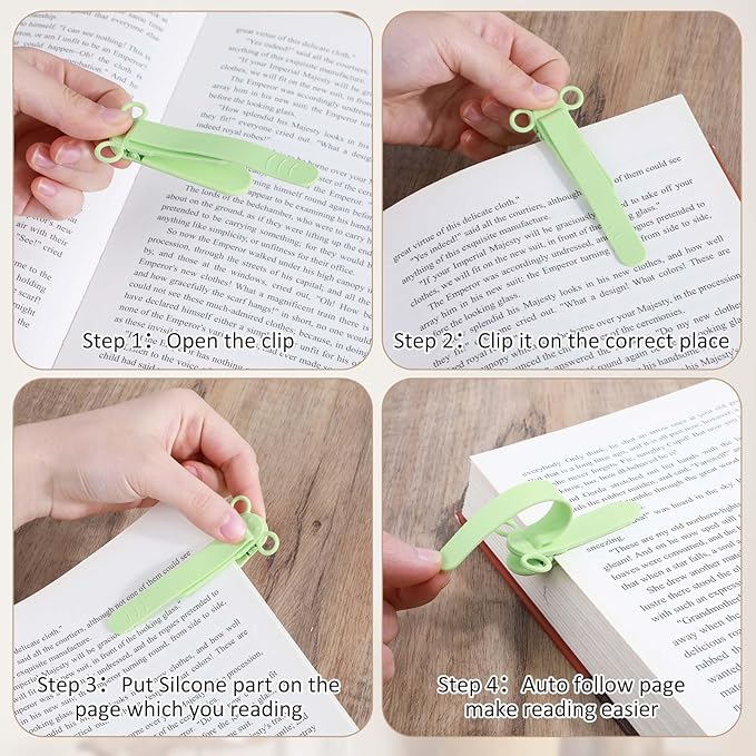 3Pcs Automatically Stay in Place Bookmark, Silicone Book Marks for Reading, Smart Bookmarks for Women, Men, Kids, Book Lovers, Readers, Unique Book Page Holders & Reading Accessories, B