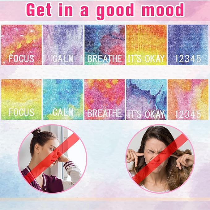 80 Pcs Anxiety Sensory Stickers with Inspirational Quotes Calm Textured Strips Relief Mental Health Stickers School Office Adhesive Sensory Tape Anti Stress Toys for Adults Teens (Classic)