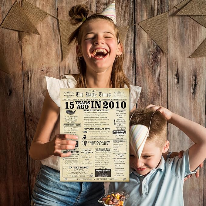 Giant 15th Birthday Gifts for Boy Girl,Funny 15 Year Old Birthday Card for Daughter Son,15th Birthday Decoration for Men Women,Vintage 15th Birthday Card