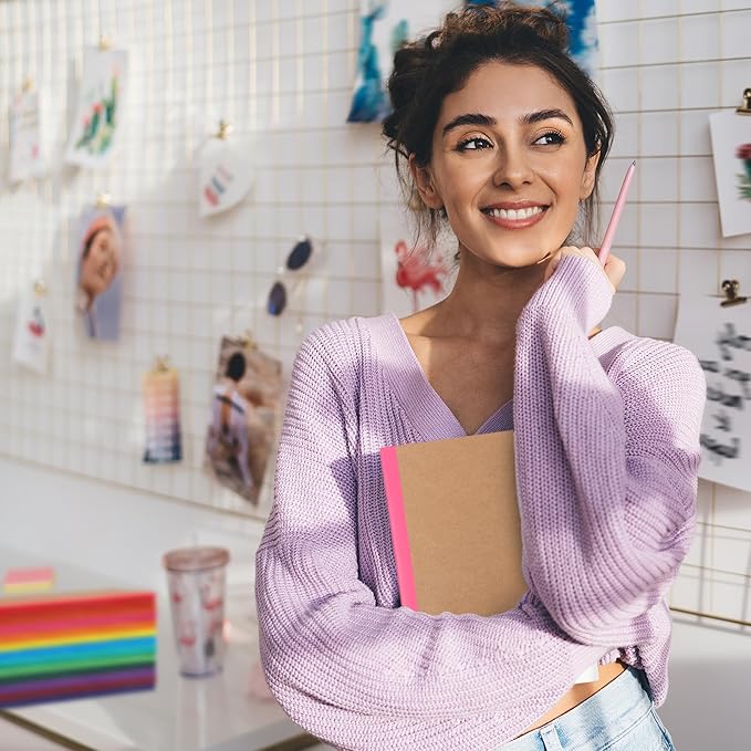 miikoul 36 Pack Composition Notebooks Bulk, A5 Kraft Lined Notebooks College Ruled Journal withs Rainbow Spines, 60 Pages Travel Journals for School Office Supplies,8.3"x 5.5",12 Colors