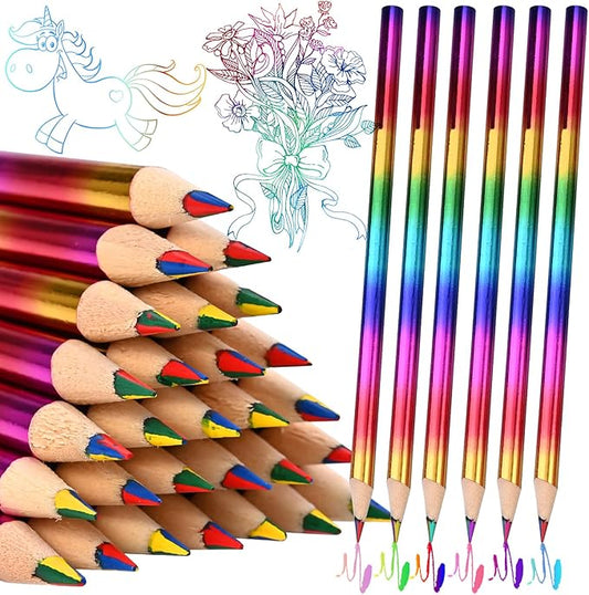 GOLDGE 40pcs Rainbow Pencils (NOT pre-sharpened), 4 Color in 1 Rainbow Colored Pencils for Kids, Art Supplies, Coloring Pencils, Gifts for Students