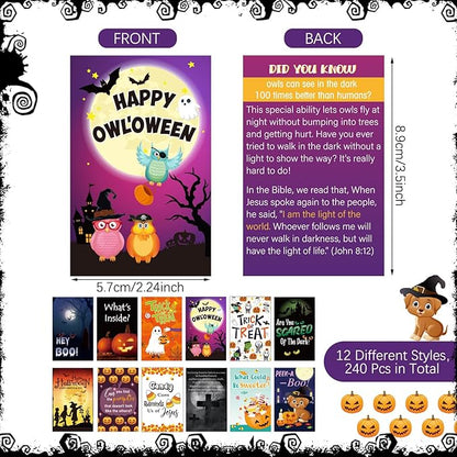 240 Pcs Gospel Tract Card 12 Styles Plan of Salvation Card Pocket Holy Postcard Christian Inspirational Bible Verse Bookmark for Christian Gift Women Men Ministering Tool(Halloween)