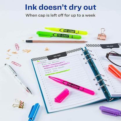 AVERY Hi-Liter Pen-Style Highlighters, Smear Safe Ink, Chisel Tip, 6 Assorted Color Highlighters (23585)
