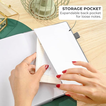 Clever Fox Dotted Journal 2.0 – Compact Planning and Sketching Dot Grid Notebook 120 GSM Thick, No-Bleed Paper – Planner with Pen Loop, Pocket, Ribbons, Stickers A5 - Silver Black