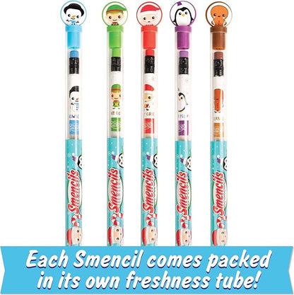 Holiday Smencils - HB #2 Patented Gourmet Scented Fun Pencils, 5 Count - Stocking Stuffer, Gifts for Kids, School Supplies, Party Favors, Classroom Rewards