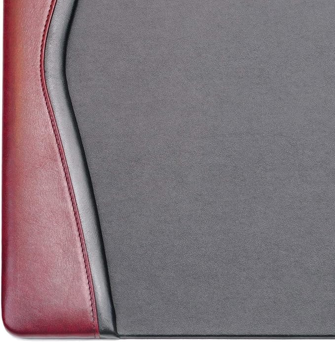 Dacasso Pad with Side Rails Luxury Leather Blotter for Writing-Executive Desk Surface Protector, 25.5" x 17.25", Burgundy