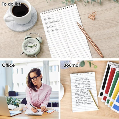 LABUK 15 Pack Steno Pads 6x9 Inches 80 Sheets Spiral Steno Notebooks Gregg Rule, Pocket Notebooks Colorful Covers with Top Spiral Pads for School, University, College, Work, Office