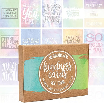 Motivational Cards: 100 Inspirational, Kindness, Motivational and Quote Cards. Business Card Size - 2.5x3.5 inches (Watercolor - Pack of 100)
