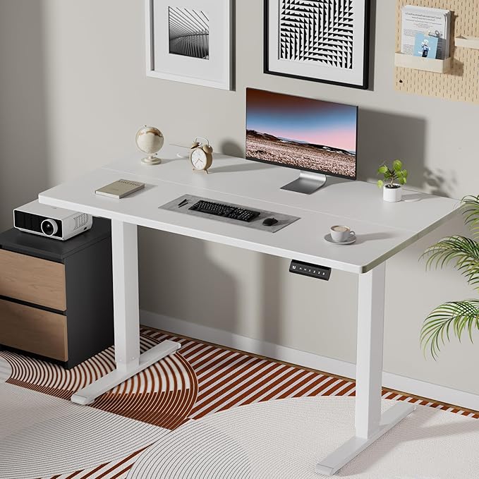 Dual Motor Electric Standing Desk Frame, Height Adjustable Table Legs for Max 90″ x 44″ Desktop with 265 lbs Capacity, Ergonomic Sit Stand Up Desk Base for Home Office, White Frame Only