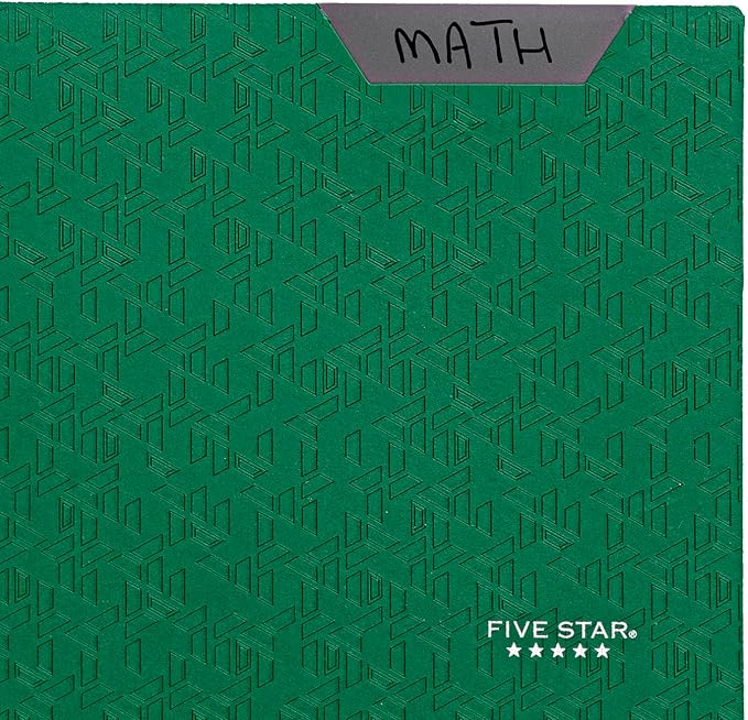 Five Star 2-Pocket Folder, Plastic Folder with Stay-Put Tabs, Fits 3 Ring Binder, Holds 8-1/2" x 11" Paper, Green (333420E-ECM)