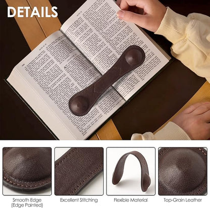 KINIVA Leather Weighted Bookmarks Book Weight Page Holder for Reading,Book Open Holder for Kids Adult,Gifts for Reader (01+04 Coffee)