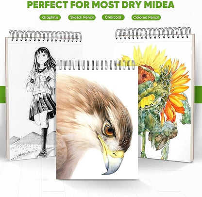 Soucolor School Supplies 9" x 12" Sketch Book for High College Teacher Student, 1-Pack 100 Sheets Spiral Bound Art Sketchbook, Acid Free (68lb/100gsm) Artist Blank Book for Kids, Back to School Stuff