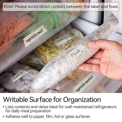 328 Yards Freezer Tape, Writable Surface, Low Temperature Resistance, Easy Tear and Residue-Free Removal, Ideal for Food Containers and Refrigerators, Includes 6 Rolls, Each 0.79 Inch by 54.68 Yards…