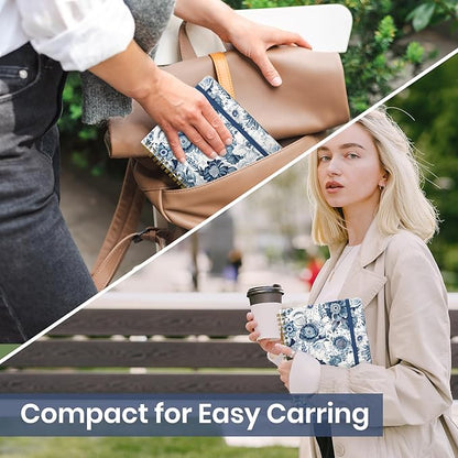 Lined Spiral Journal Notebook for Women, A5 College Ruled Journals for Writing, Hardcover Notebooks for Work, Note taking and Office School Supplies,140 Pages - Blue Floral