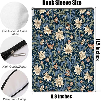 Botanical Book Sleeve, Classic Flower Book Covers for Paperbacks, Floral Book Pouch Book Protector, Book Lovers Gifts for Women Girls Grandma, Book Accessories Book Club Gifts Christmas Birthday Gifts