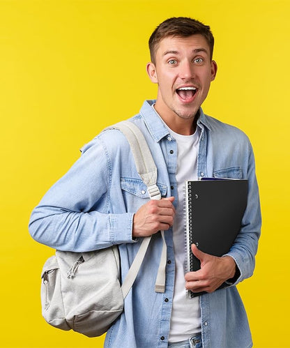 Dunwell 3-Subject Notebook College Ruled (Black), Spiral Notebook 8.5 x 11, Plastic Cover, 3 Pocket Dividers, 150 Sheets (300 Pages), 3-Hole Punched Perforated 8 1/2 x 11 Paper