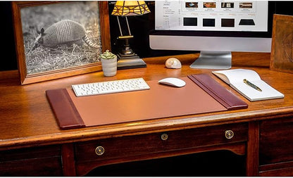 Dacasso Pad with Side Rails Luxury Leather Blotter for Writing-Executive Desk Surface Protector, 25.5" x 17.25", Mocha
