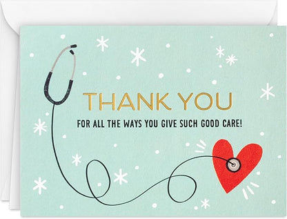 Hallmark Healthcare Thank You Card Pack (20 Blank Cards with Envelopes) for Nurses Day, Doctors, Physician Assistants, Medical Professionals