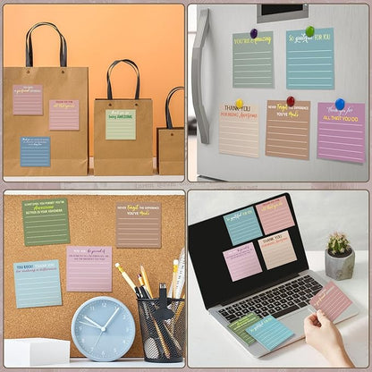 Yinder 24 Pcs Employee Appreciation Sticky Notes Thank You Gifts Bulk Note Pads with Sayings Teacher Gift Mini Pocket Inspirational Notepads for Coworker Office Supply 3 x 3''(Morandi,Thanks)