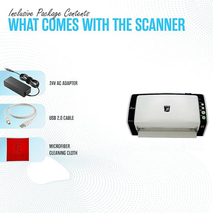 FI-6130 FUJITSU Document Scanner Bundle - 1 Year Warranty - Fujitsu Document Scanner with 24V AC Adapter, USB 2.0 Cable & Microfiber Cleaning Cloth (Renewed)