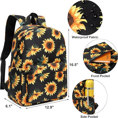 Sunflower School Backpack for Teens Girls, Womens College Bookbags Kids School Bags Laptop Backpacks