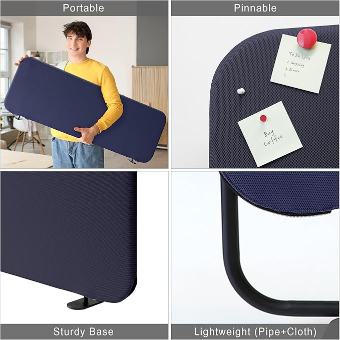 Desk Divider, Portable Desk Privacy Panel Shield for Office, Student, Classroom, Freestanding, Scratch Resistance, 48"x18", Cobalt